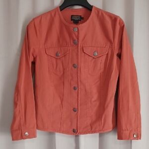 Pendelton Cotton Twill Laguna Jacket Button Front Collarless Dual Chest Pocket S